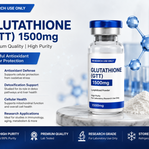 Glutathione (GTT) 1500mg high-purity research compound for cellular biology, redox signaling, and oxidative stress studies. Shop research-grade quality today!